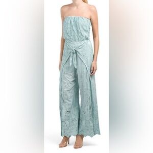 YOUNG FABULOUS & BROKE ELLIS EYELET STRAPLESS JUMPSUIT SURF WASH Size Small